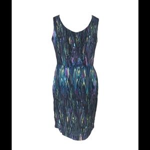 Kensie Blue Abstract Print Ruffle Front Sheath Dress, Size S 🔴CLEARANCE🔴